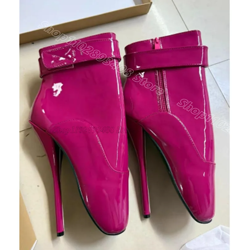 Rose Red Hook Stiletto Boots Patent Leather Solid British Style New Fashion Party Dance Women Shoes 2025 Zapatos Para Mujere 
Rose Red Hook Stiletto Boots Patent Leather Solid British Style New Fashion Party Dance Women Shoes 2025 Zapatos Para Mujere