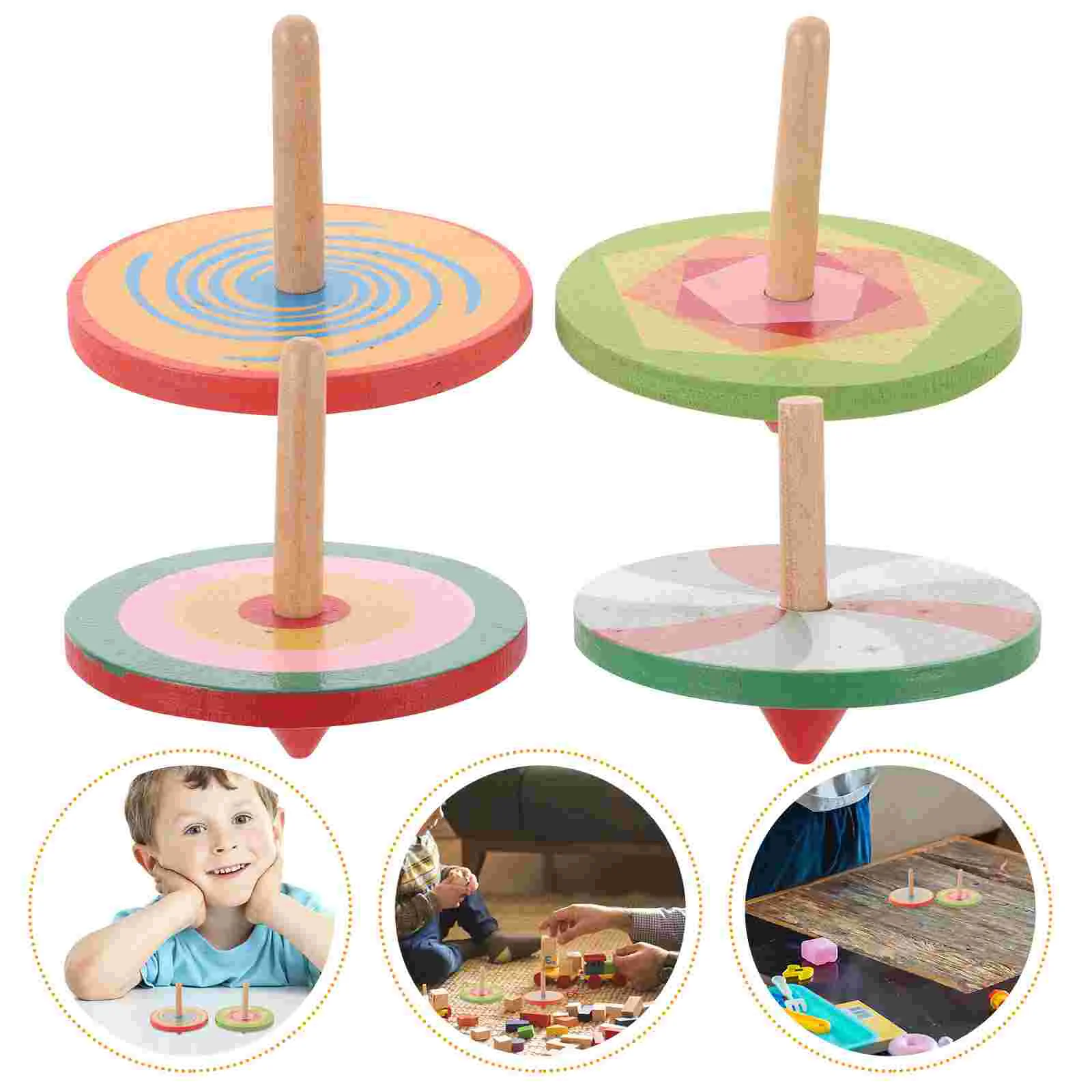 4pcs Wooden Cartoon Tops Toys Colorful Gyroscope Peg-top for Kids Children (Random Color) wooden spinning
4pcs Wooden Cartoon Tops Toys Colorful Gyroscope Peg-top for Kids Children (Random Color) wooden spinning