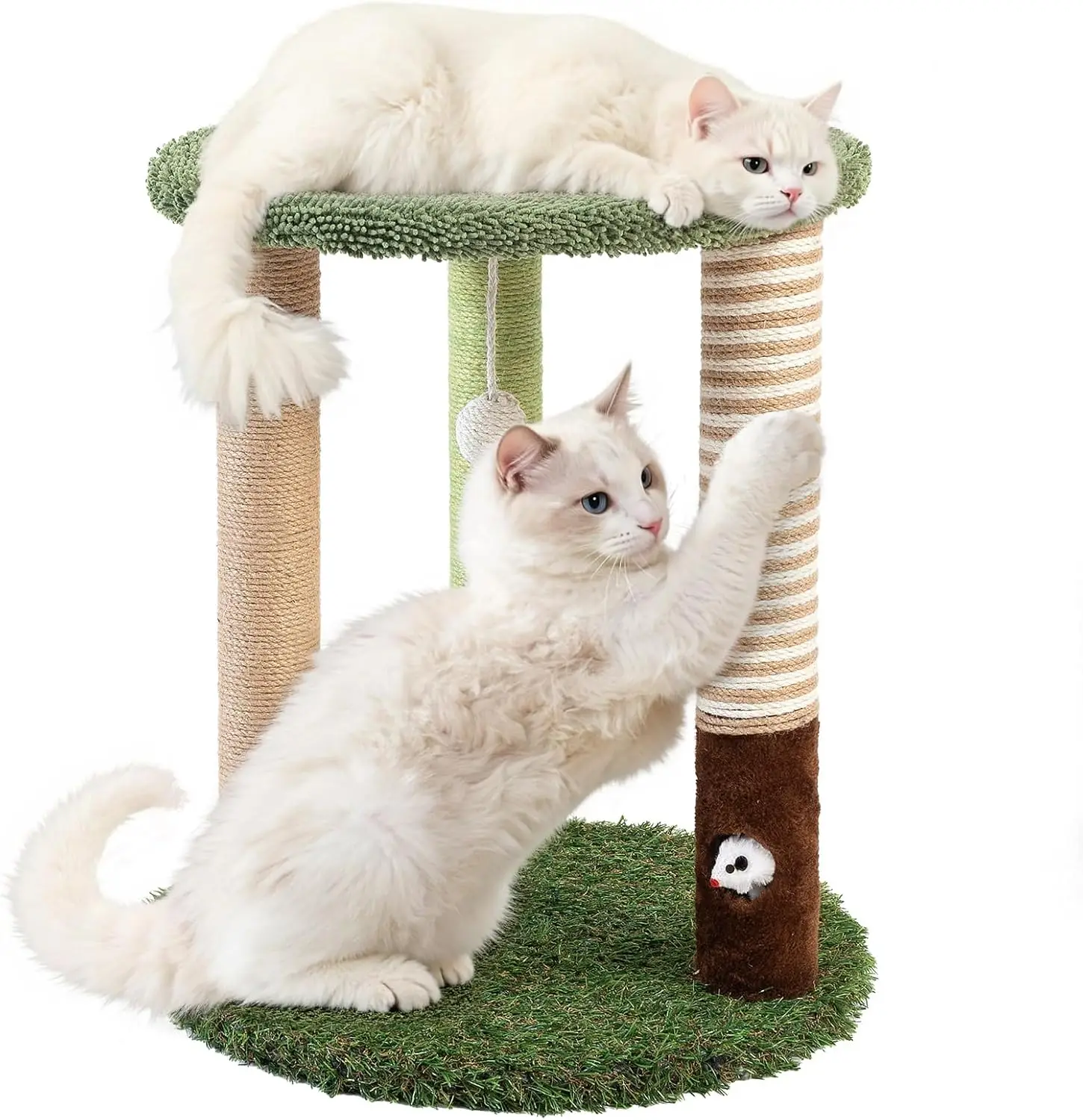 Cat Tree Tower with 3 Scratcher Posts 17inch Tall Cat Tree Sisal Scratching Posts with Fun Cat Toys for Kitty and Adult
Cat Tree Tower with 3 Scratcher Posts 17inch Tall Cat Tree Sisal Scratching Posts with Fun Cat Toys for Kitty and Adult