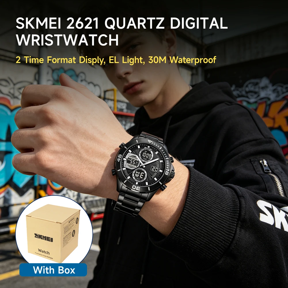 SKMEI 2621 Military Sport Wristwatch W/ Box 30M Waterproof 2Time Date Week Clock Stopwatch Fashion Chrono Digital Watch 12/24Hrs
SKMEI 2621 Military Sport Wristwatch W/ Box 30M Waterproof 2Time Date Week Clock Stopwatch Fashion Chrono Digital Watch 12/24Hrs