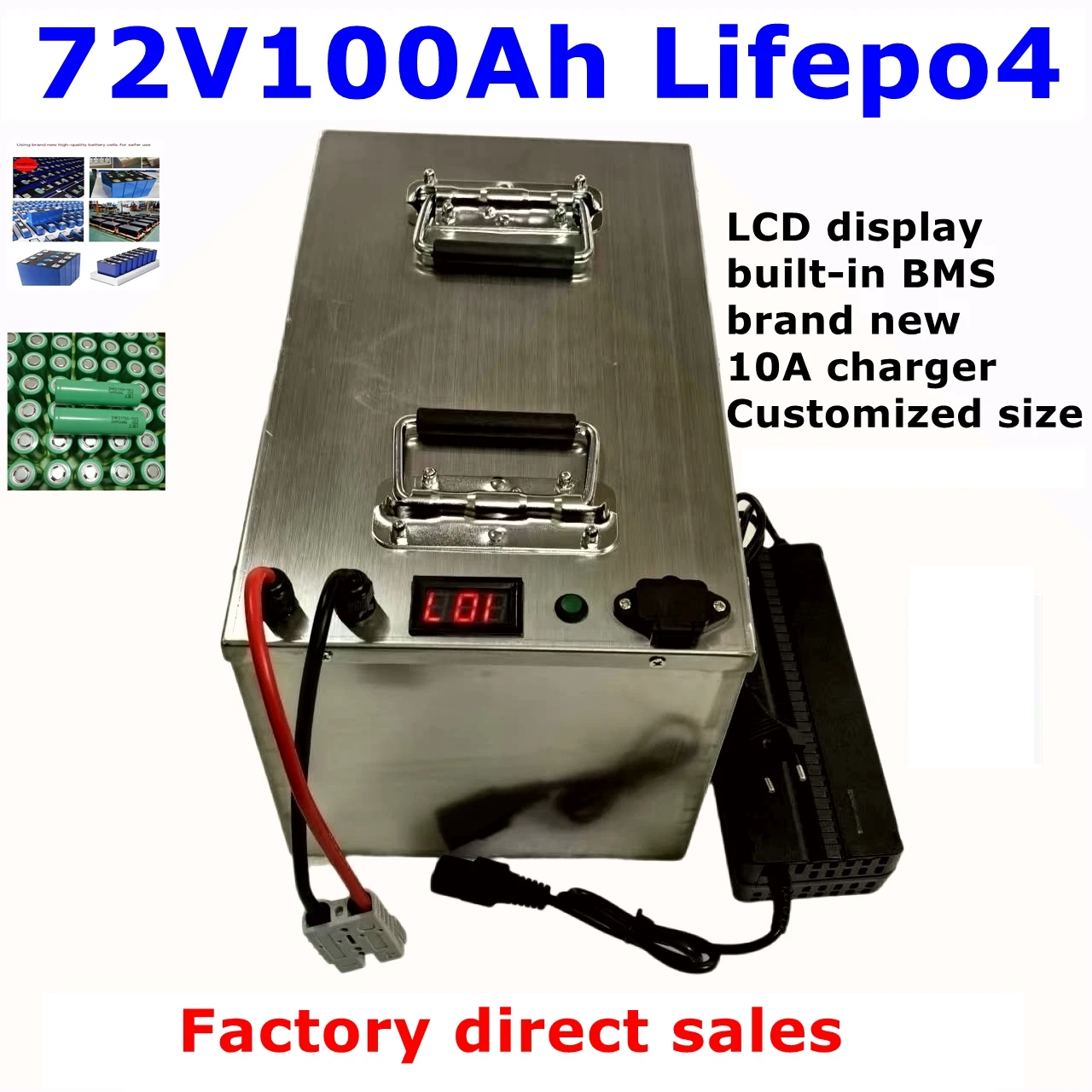 LL-Batterie veFepo4 72V 100Ah avec BMS puissant, pour voiture électrique à basse vitesse, avec chargeur 87.6V 10A
LL-Batterie veFepo4 72V 100Ah avec BMS puissant, pour voiture électrique à basse vitesse, avec chargeur 87.6V 10A