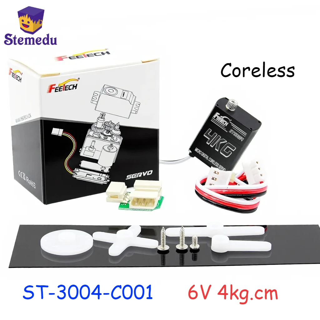 Feetech ST-3004-C001 6V 4kg.cm Mini Serial Bus Servo Motor Coreless Metal Gear Shell Hollow Cup Single-axis Servo
Feetech ST-3004-C001 6V 4kg.cm Mini Serial Bus Servo Motor Coreless Metal Gear Shell Hollow Cup Single-axis Servo