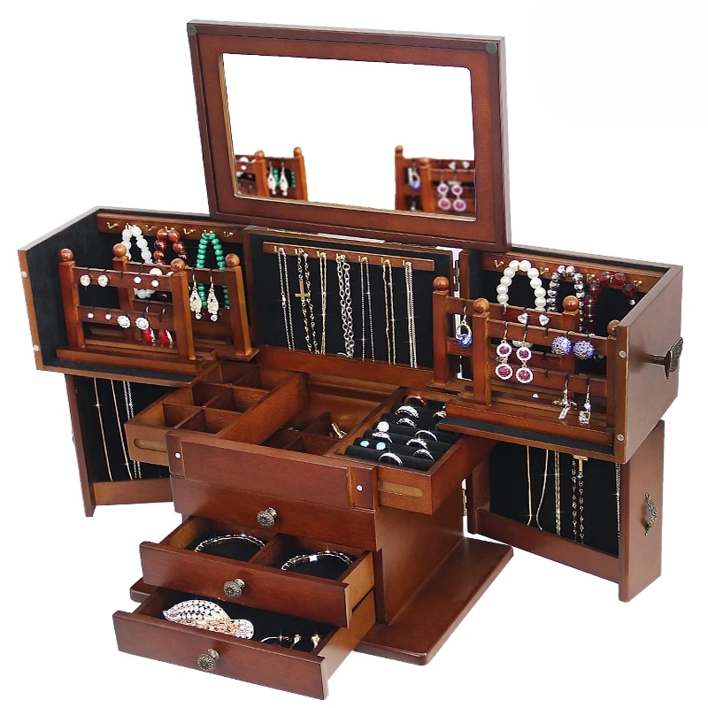 Large capacity jewelry storage box High-grade solid wood European jewelry jewelry storage cabinet with mirror dressing box
Large capacity jewelry storage box High-grade solid wood European jewelry jewelry storage cabinet with mirror dressing box