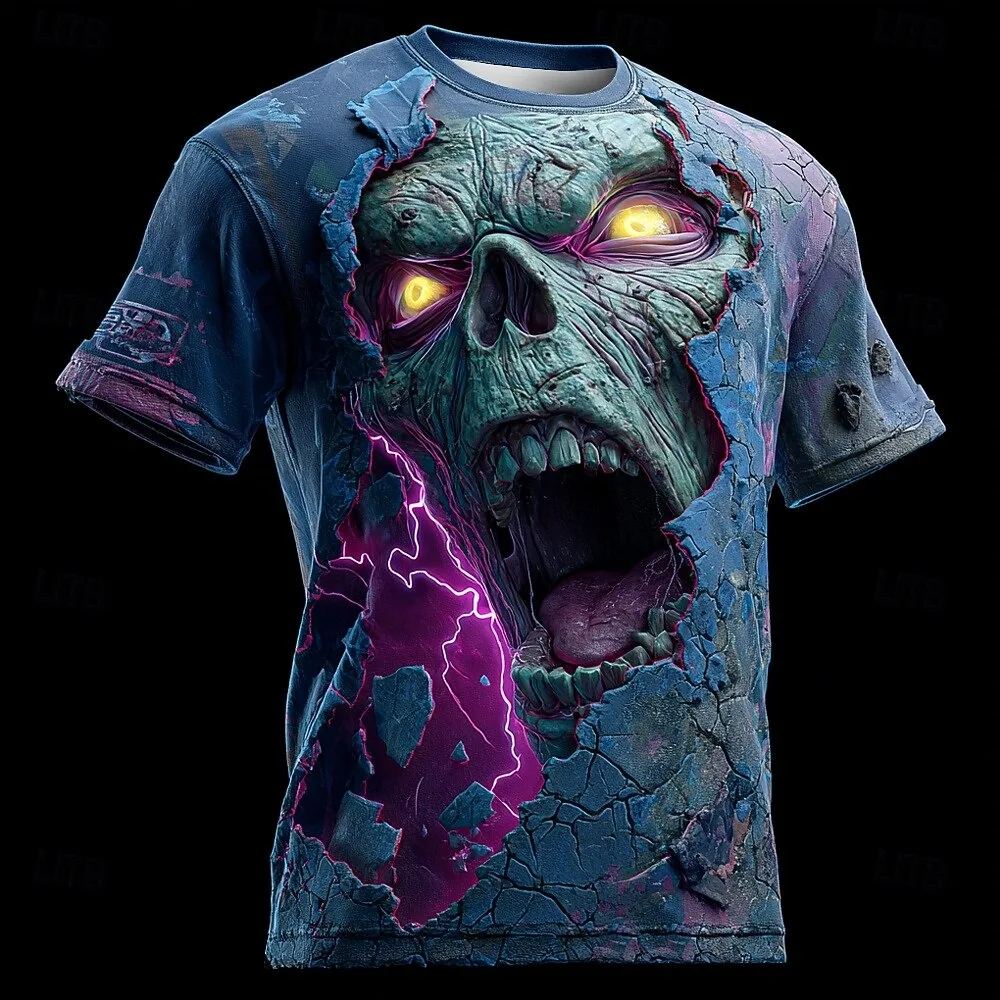Summer Halloween Optical Illusion Zombies Men's Short Sleeve T shirt 3D Printed Crew Neck Exaggerated Horror Party Clothingg Top
Summer Halloween Optical Illusion Zombies Men's Short Sleeve T shirt 3D Printed Crew Neck Exaggerated Horror Party Clothingg Top