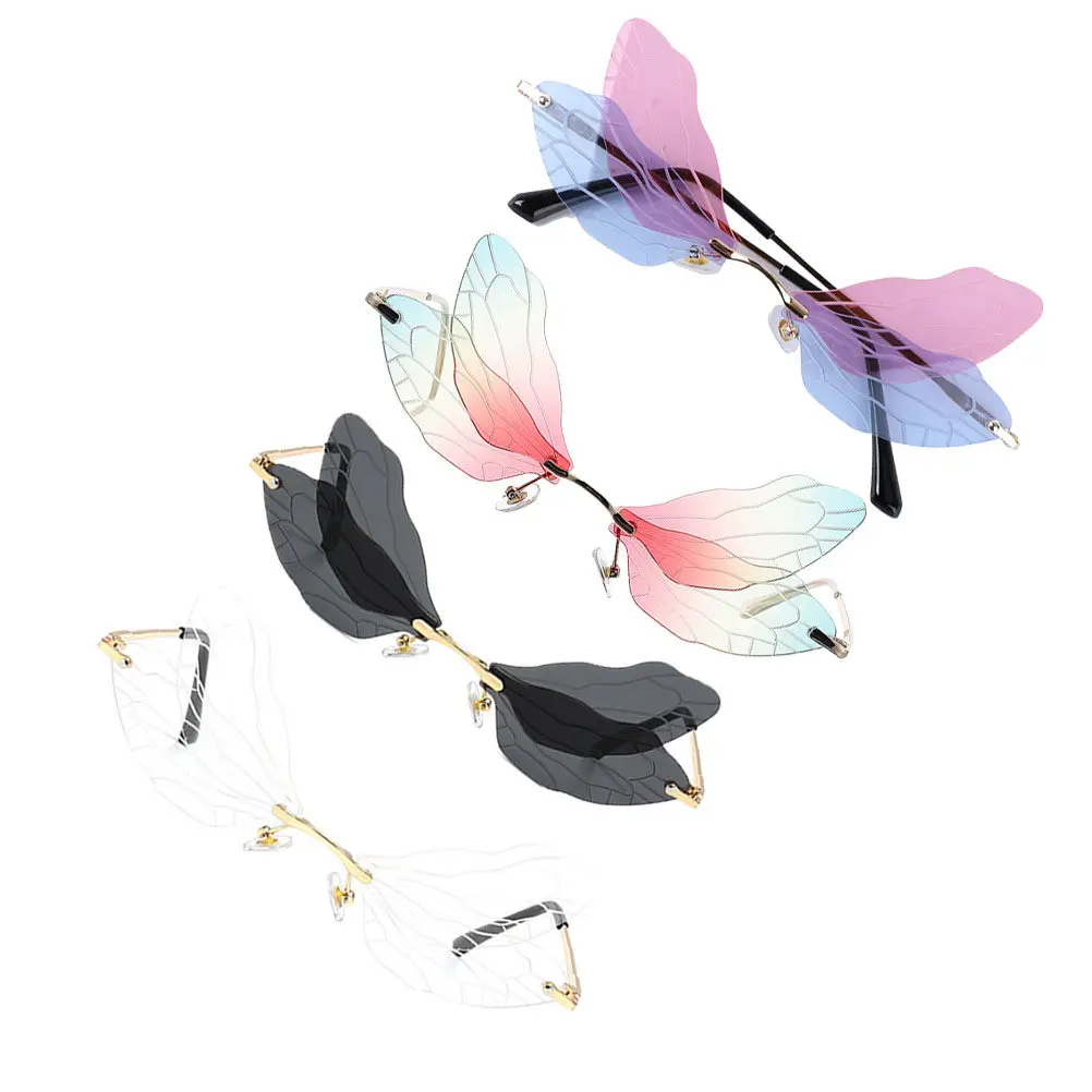 4Pairs Dragonfly Wing Sunglasses Rimless Irregular Wing Shape Fashion Party Eyewear Novelty Clear Glasses Uv Protection
4Pairs Dragonfly Wing Sunglasses Rimless Irregular Wing Shape Fashion Party Eyewear Novelty Clear Glasses Uv Protection