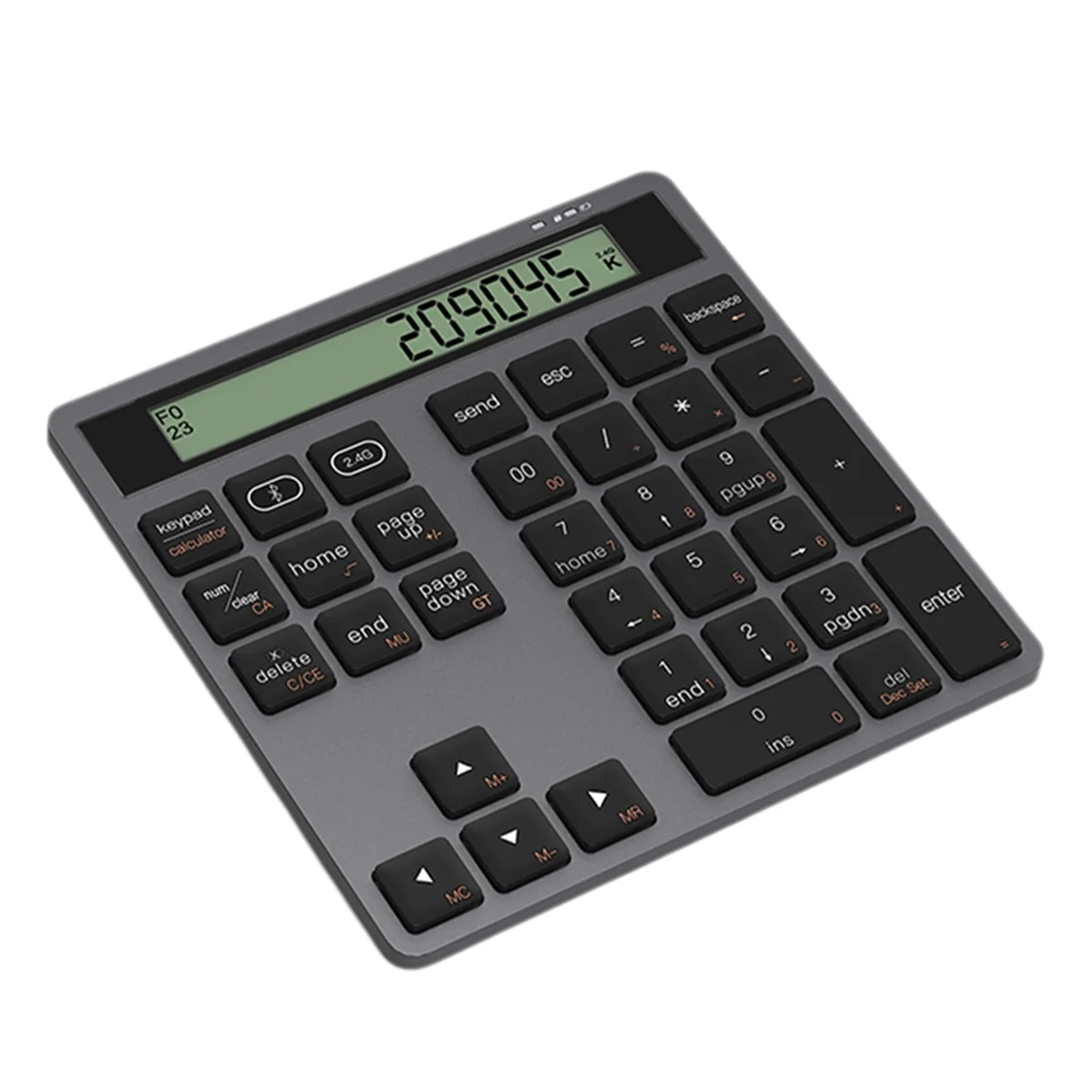 Retails Ergonomic Bluetooth Dual Mode Wireless Numeric Keyboard with Display Calculator 2in1 Wireless Number Keypad Grey
Retails Ergonomic Bluetooth Dual Mode Wireless Numeric Keyboard with Display Calculator 2in1 Wireless Number Keypad Grey