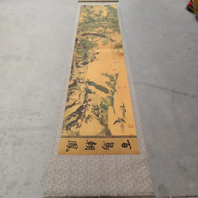 Antique Wholesale Imitation Ancient Long Scroll Calligraphy and Painting Hundred Birds Facing the Phoenix Picture Living Room St
Antique Wholesale Imitation Ancient Long Scroll Calligraphy and Painting Hundred Birds Facing the Phoenix Picture Living Room St