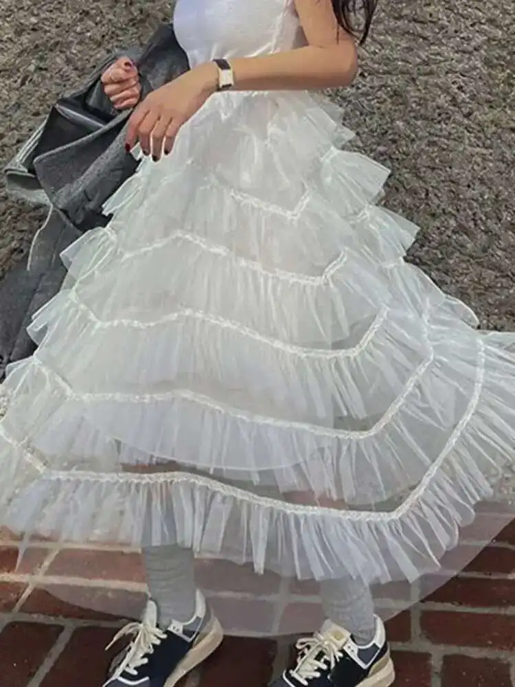Женская многоуровневая сетчатая юбка, лето 2021, новые юбки до середины икры с рюшами, женские модные свободные однотонные Mujer Faldas
Женская многоуровневая сетчатая юбка, лето 2021, новые юбки до середины икры с рюшами, женские модные свободные однотонные Mujer Faldas