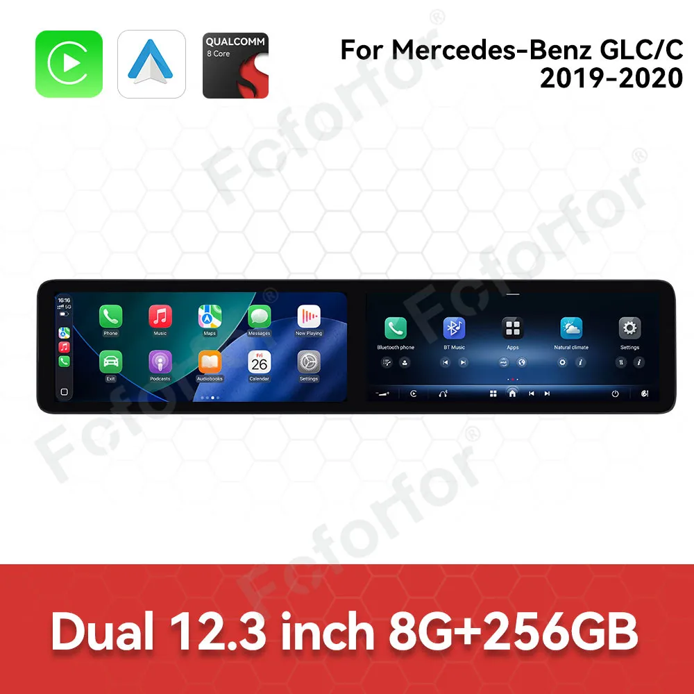 Двухэкранный 12,3-дюймовый HD-экран на Android 13 для Mercedes-Benz GLC/C 2019-2020, автомобильная магнитола с GPS, навигацией, CarPlay и мультимедийным плеером
Двухэкранный 12,3-дюймовый HD-экран на Android 13 для Mercedes-Benz GLC/C 2019-2020, автомобильная магнитола с GPS, навигацией, CarPlay и мультимедийным плеером
