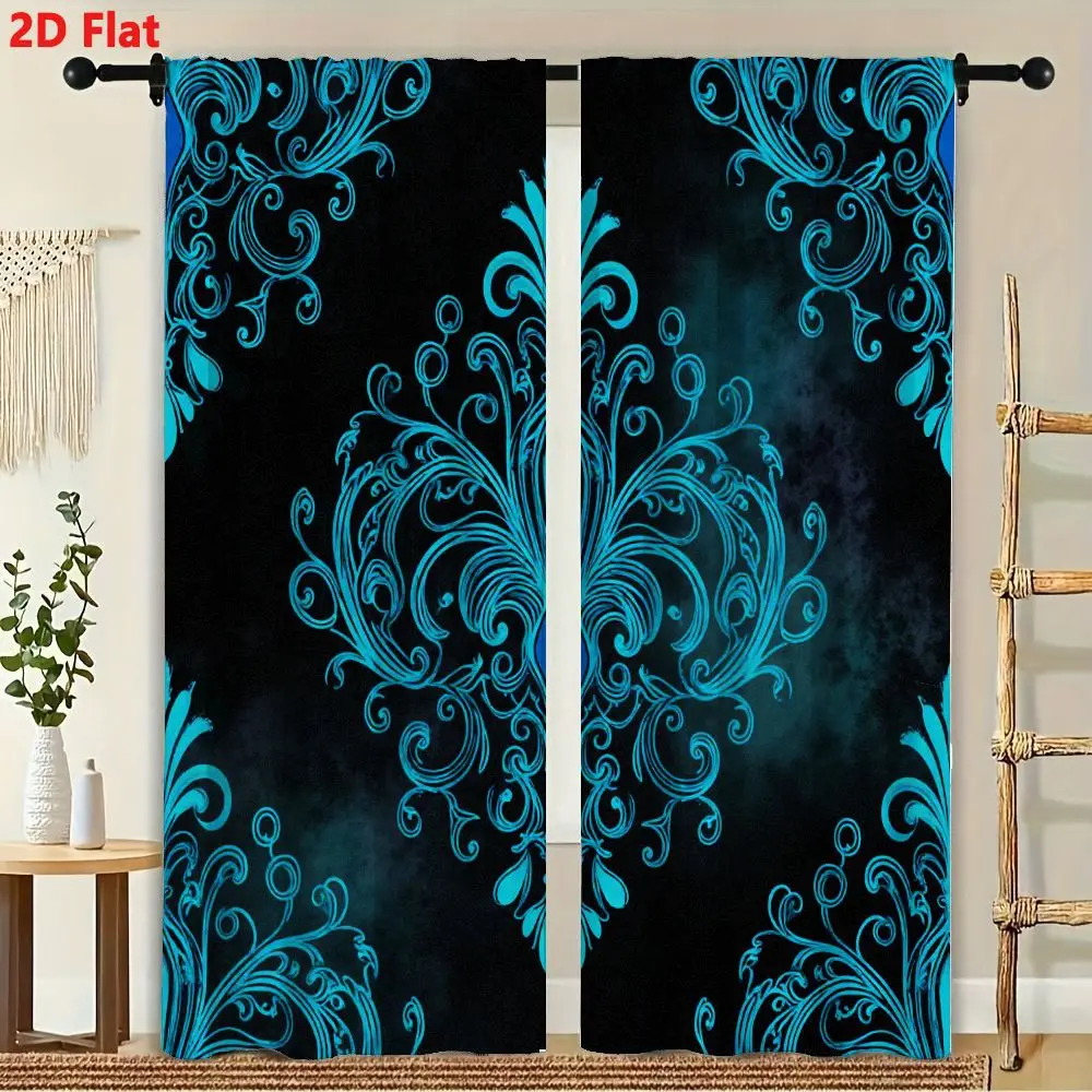 2Pcs Curtain Vintage Gothic Baroque Teal Blue Filigree Pattern Window Drapes for Bedroom Living Room Decoration Window Treatment
2Pcs Curtain Vintage Gothic Baroque Teal Blue Filigree Pattern Window Drapes for Bedroom Living Room Decoration Window Treatment