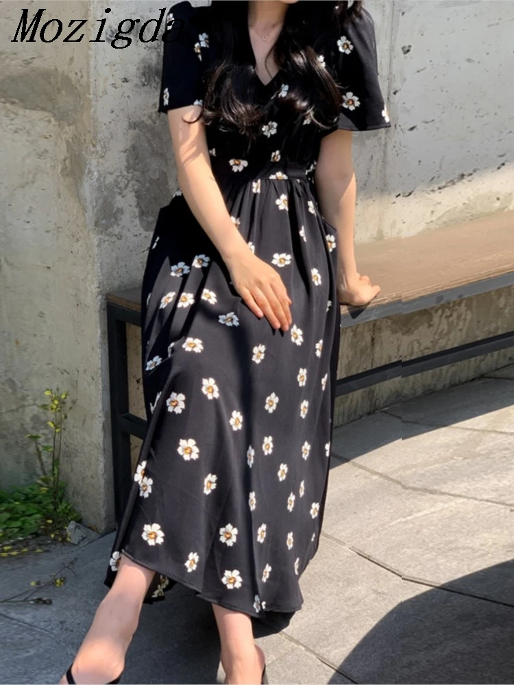 Summer Short Sleeve Pullover V-Neck Women's Pullover Floral Print Casual Elegant Office Lady Knee Tunic Office Lady Dress
Summer Short Sleeve Pullover V-Neck Women's Pullover Floral Print Casual Elegant Office Lady Knee Tunic Office Lady Dress