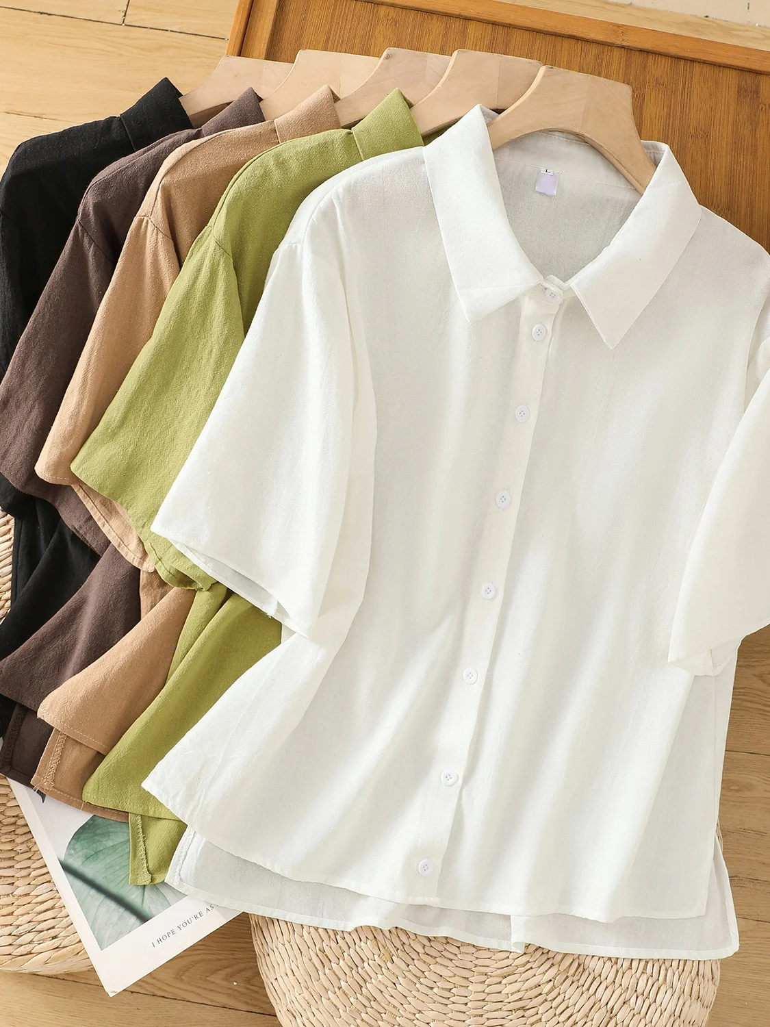 Elegant Pure Color Short Sleeve Shirt Collar T-Shirt Women's Premium Brand Summer Top Commute Style Loose Fit Long Sleeve
Elegant Pure Color Short Sleeve Shirt Collar T-Shirt Women's Premium Brand Summer Top Commute Style Loose Fit Long Sleeve