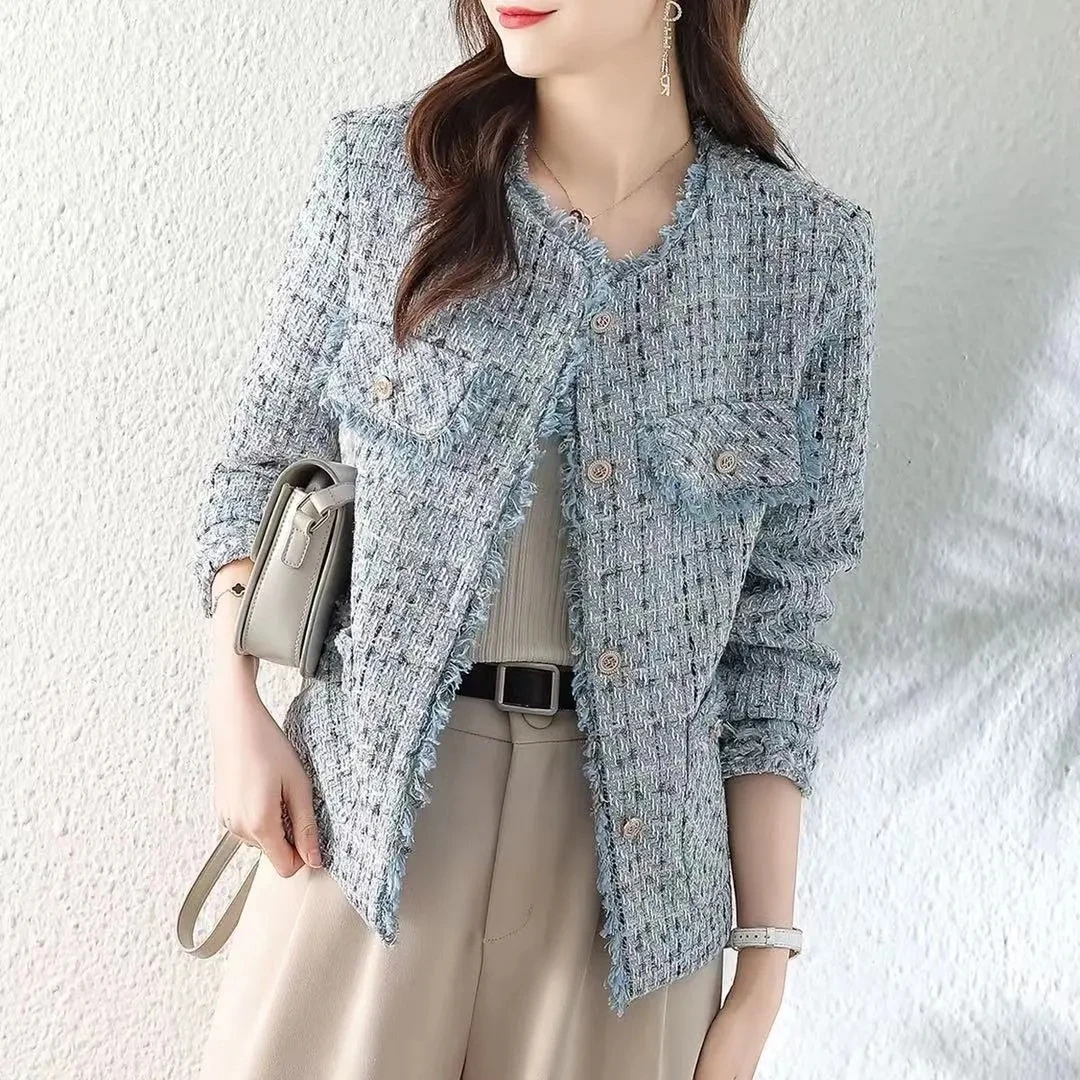 2023 Spring Autumn New Tweed Knitting Single Breasted Women's Temperament Short Coats Jacket
2023 Spring Autumn New Tweed Knitting Single Breasted Women's Temperament Short Coats Jacket
