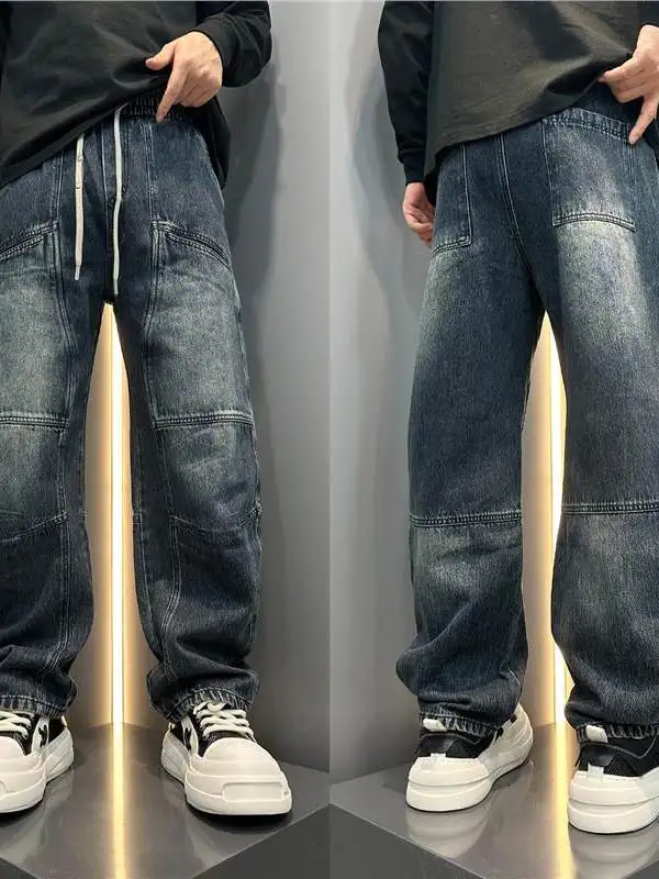 Мужские джинсы свободного кроя в стиле ретро с лоскутным узором, прямые брюки, весна-осень, удобные, с эластичной резинкой на талии, универсальные, длинные брюки
Мужские джинсы свободного кроя в стиле ретро с лоскутным узором, прямые брюки, весна-осень, удобные, с эластичной резинкой на талии, универсальные, длинные брюки