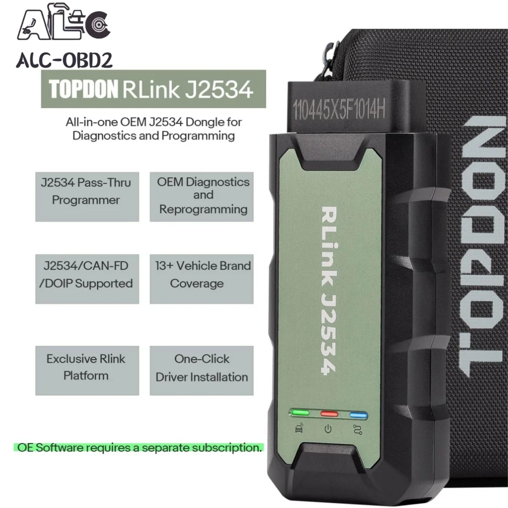 Topdon Rlink J2534 Pass-Thru VCI, OEM Reprogramming Diagnostic Tool Supports J2534 D-PDU CAN-FD DoIP Compatible with 17+ Brands
Topdon Rlink J2534 Pass-Thru VCI, OEM Reprogramming Diagnostic Tool Supports J2534 D-PDU CAN-FD DoIP Compatible with 17+ Brands