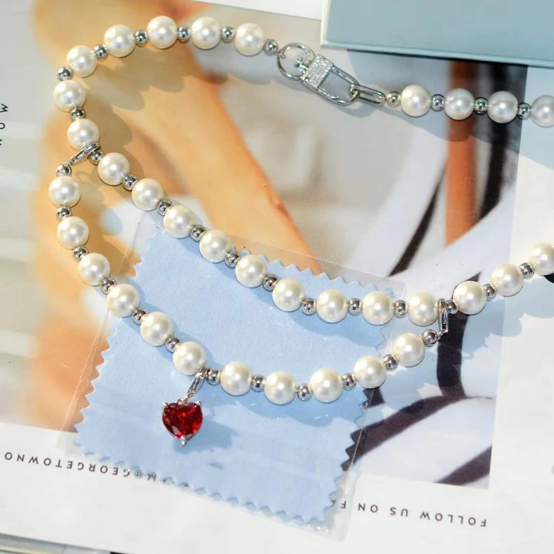 High quality 925 sterling silver inlaid double layer pearl necklace sweet red heart clavicle chain pendant luxury jewelry
High quality 925 sterling silver inlaid double layer pearl necklace sweet red heart clavicle chain pendant luxury jewelry