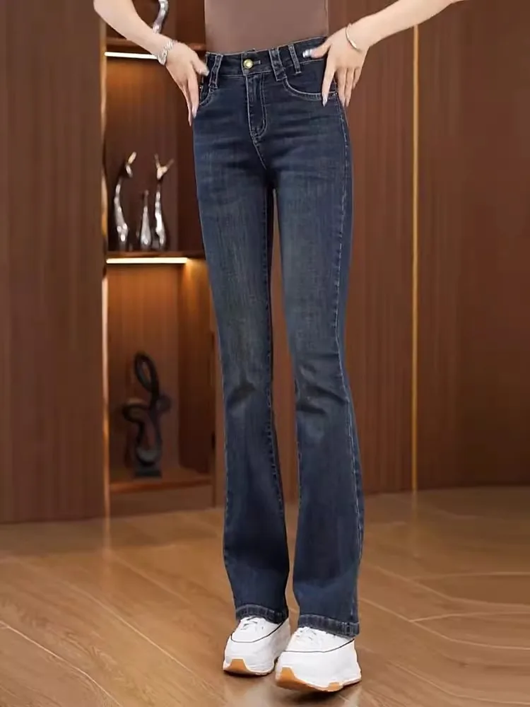 High Waist Bell Bottom Jeans Women's Fleece Lined Slim Fit Casual Style Anti Wrinkle Denim Pants Spring Autumn New Arrival
High Waist Bell Bottom Jeans Women's Fleece Lined Slim Fit Casual Style Anti Wrinkle Denim Pants Spring Autumn New Arrival