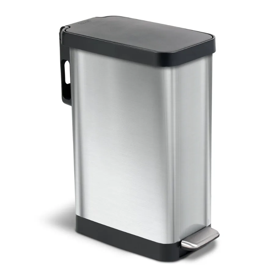 Kitchen Trash Can 12 Gallon Stainless Steel Slim Step Garbage Bin with Black Lid Silver
Kitchen Trash Can 12 Gallon Stainless Steel Slim Step Garbage Bin with Black Lid Silver