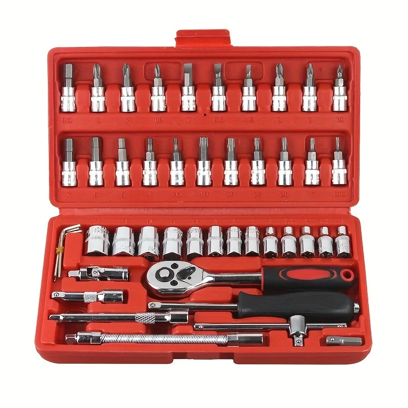 46Pcs Car Repair Tool Kit Ratchet Torque Wrench Spanner Screwdriver Socket Set Combo Tools Kit Bicycle Auto Repairing Tool Mech
46Pcs Car Repair Tool Kit Ratchet Torque Wrench Spanner Screwdriver Socket Set Combo Tools Kit Bicycle Auto Repairing Tool Mech