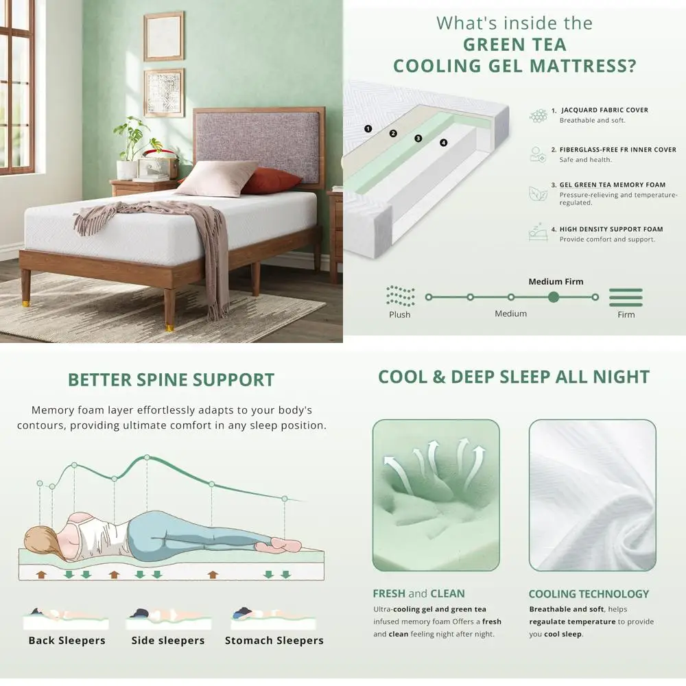 Двойной матрас из пены с эффектом памяти Green Tea 6 дюймов — матрас в коробке — сертифицированный CertiPUR — без стекловолокна — гелевый слой для комфорта
Двойной матрас из пены с эффектом памяти Green Tea 6 дюймов — матрас в коробке — сертифицированный CertiPUR — без стекловолокна — гелевый слой для комфорта