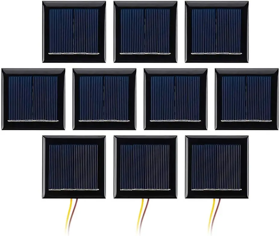 10Pcs 2V 130mA Micro Solar Panels with Wires for DIY Projects Toys 54x54mm
10Pcs 2V 130mA Micro Solar Panels with Wires for DIY Projects Toys 54x54mm