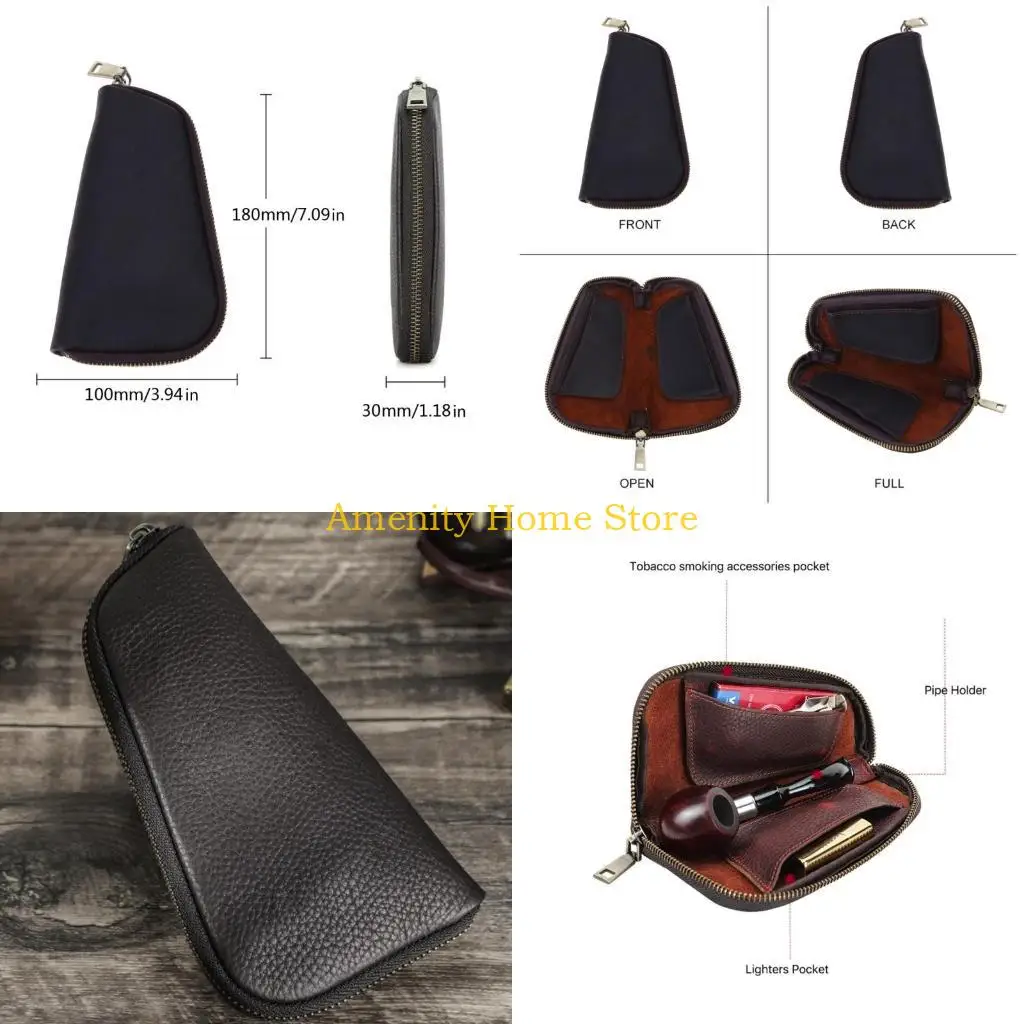 F26C Genuine Leather Pipe Pouch Bag Easy Preserve and Carry Retro Leather Style Small Zipper Case
F26C Genuine Leather Pipe Pouch Bag Easy Preserve and Carry Retro Leather Style Small Zipper Case