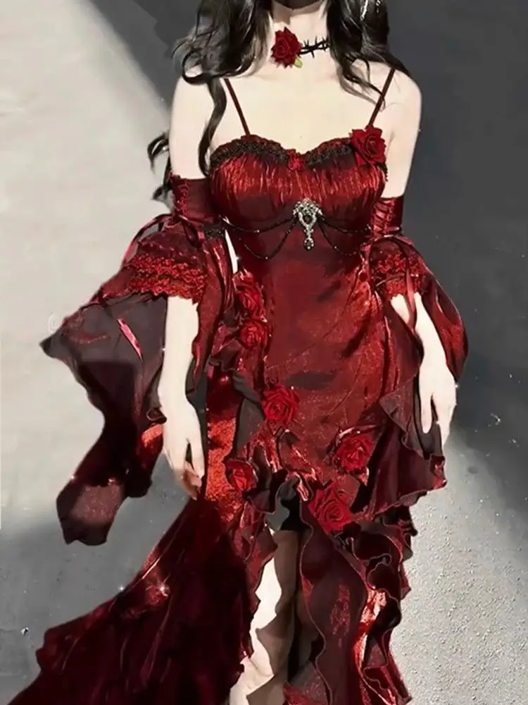 Red Rose Dress Lolita Mermaid Dress Elegant Goddess Lolita Adult Ceremony Dress Skirt
Red Rose Dress Lolita Mermaid Dress Elegant Goddess Lolita Adult Ceremony Dress Skirt