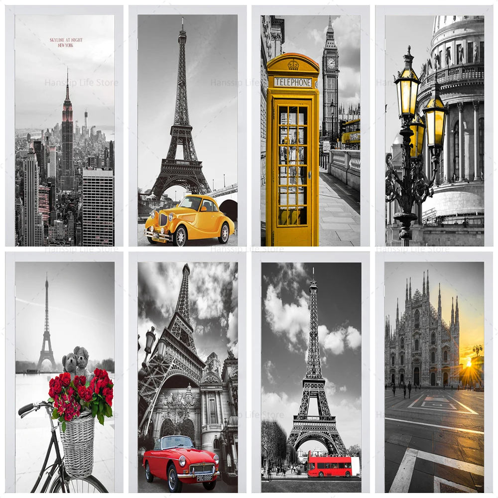 Retro Black Style Europe Buildings Door Cover Mual Stickers Self-adhesive Waterproof PVC Car Eiffel Tower Door Wallpaper
Retro Black Style Europe Buildings Door Cover Mual Stickers Self-adhesive Waterproof PVC Car Eiffel Tower Door Wallpaper