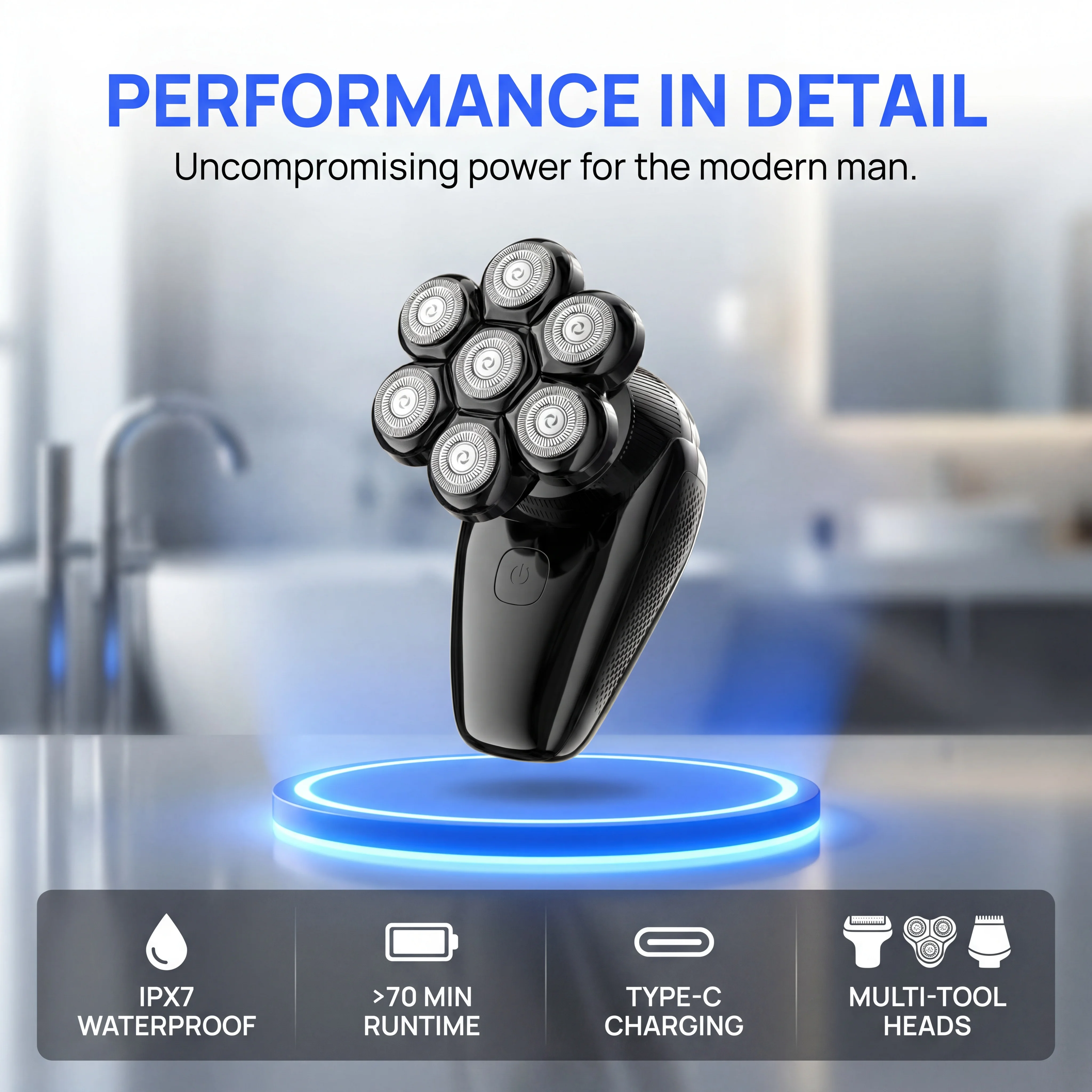Six In One Electric Shaver 7 Pieces Floating Blades Magnetic Suction Set Nose Hair Trimmer LED Screen Display
Six In One Electric Shaver 7 Pieces Floating Blades Magnetic Suction Set Nose Hair Trimmer LED Screen Display