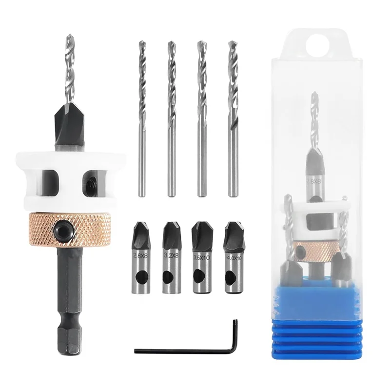 RALCA-4PCS Countersink Drill Bit Set With Low Friction Depth Stop & Replaceable HSS M2 Drill Bit, Counter Sink Drill Bit
RALCA-4PCS Countersink Drill Bit Set With Low Friction Depth Stop & Replaceable HSS M2 Drill Bit, Counter Sink Drill Bit