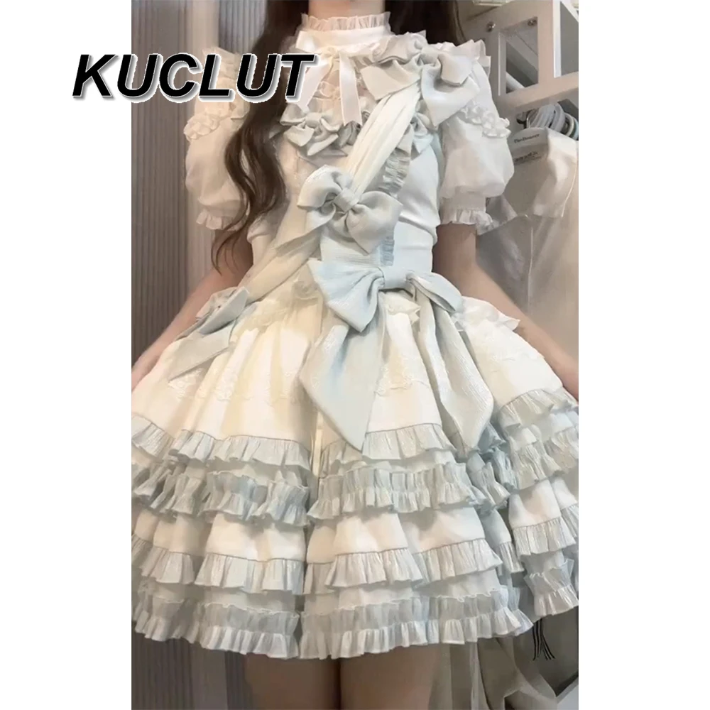 Blue and White Sweet Wimen's Lolita Dress Set Cute Bow Princess Style 2025 New Fashion Spring Summer Suspender Dresses
Blue and White Sweet Wimen's Lolita Dress Set Cute Bow Princess Style 2025 New Fashion Spring Summer Suspender Dresses