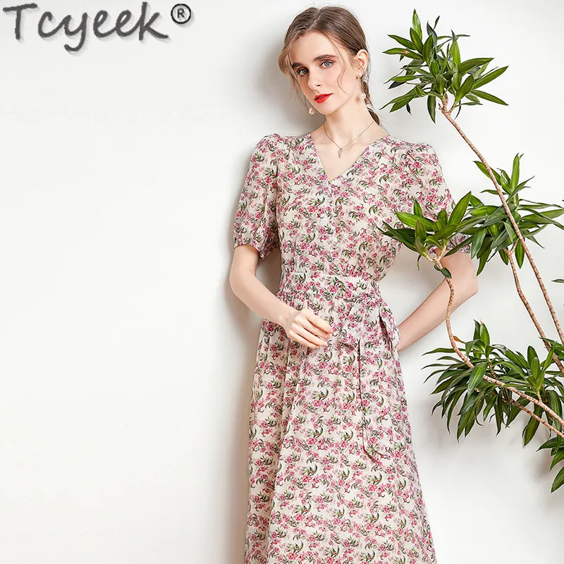 Tcyeek 100% Mulberry Real Silk Dresses Summer Women's Dress Elegant Dresses for Women 2024 Print Long Dress Vestidos De Mujer
Tcyeek 100% Mulberry Real Silk Dresses Summer Women's Dress Elegant Dresses for Women 2024 Print Long Dress Vestidos De Mujer