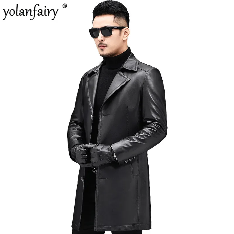 YOLANFAIRY 100% Genuine Leather Jacket Men's Sheepskin Coat Mid Long Fashion Natural Leather Male Business Casual Trench Coats
YOLANFAIRY 100% Genuine Leather Jacket Men's Sheepskin Coat Mid Long Fashion Natural Leather Male Business Casual Trench Coats