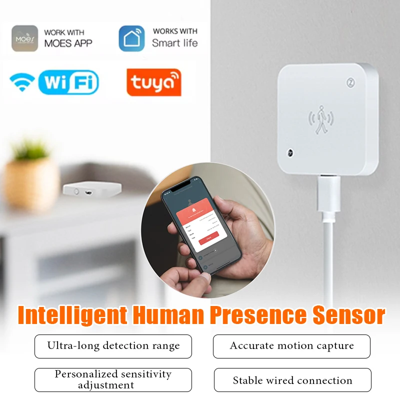 Новый датчик присутствия человека Tuya для умного дома, датчик времени, Wi-Fi, детектор световой сигнализации, проводной дизайн, уведомление о приложении 
Новый датчик присутствия человека Tuya для умного дома, датчик времени, Wi-Fi, детектор световой сигнализации, проводной дизайн, уведомление о приложении