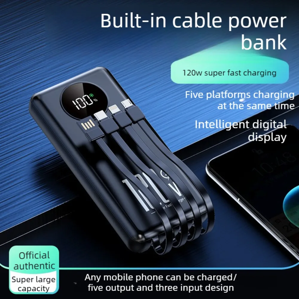 120W Super Fast Charging Power Bank with Built-in Four Cables, 50000mAh Large Capacity Portable Outdoor Charger
120W Super Fast Charging Power Bank with Built-in Four Cables, 50000mAh Large Capacity Portable Outdoor Charger