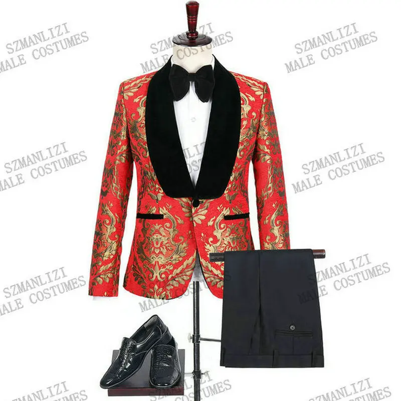SZMANLIZI New Design 2022 Red Gold Floral Velvet Lapel Tuxedo Dress Men Suits For Wedding Groom Smoking Prom Best Man Blazer
SZMANLIZI New Design 2022 Red Gold Floral Velvet Lapel Tuxedo Dress Men Suits For Wedding Groom Smoking Prom Best Man Blazer