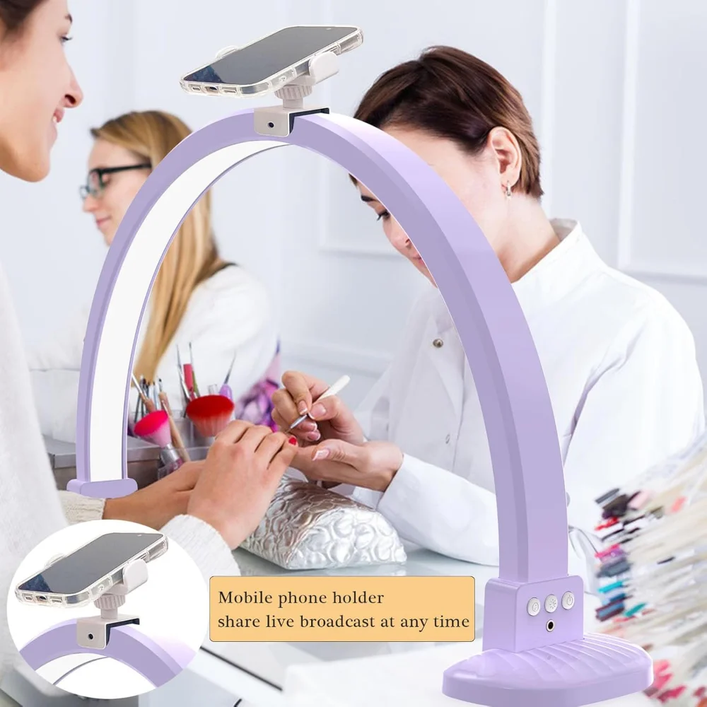 Half Moon Light for Nail Desk with Phone Holder, 29 in 48W Nail Desk Lamp, Led Manicure Desk Lamp, Nail Tech Light
Half Moon Light for Nail Desk with Phone Holder, 29 in 48W Nail Desk Lamp, Led Manicure Desk Lamp, Nail Tech Light