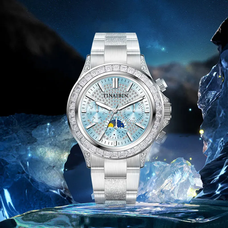 TINAIBIN Quartz Mens Watch Luminous Date Charonograph Moon Phase Waterproof Luxury Watches for Man
TINAIBIN Quartz Mens Watch Luminous Date Charonograph Moon Phase Waterproof Luxury Watches for Man