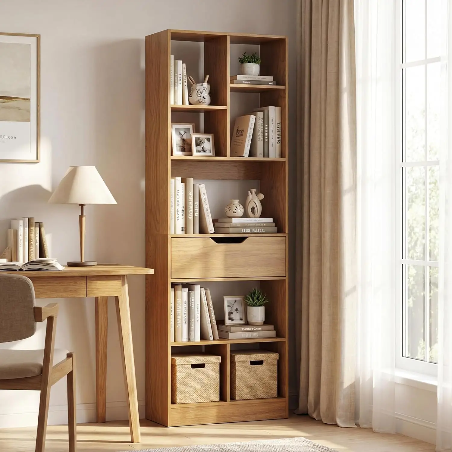 kula 61” Tall Open Bookcase with Der, 8-Cube Display Storage Cabinet Organizer, reestanding Wooden Shel Bookshel with 2 Anti-Tip
kula 61” Tall Open Bookcase with Der, 8-Cube Display Storage Cabinet Organizer, reestanding Wooden Shel Bookshel with 2 Anti-Tip