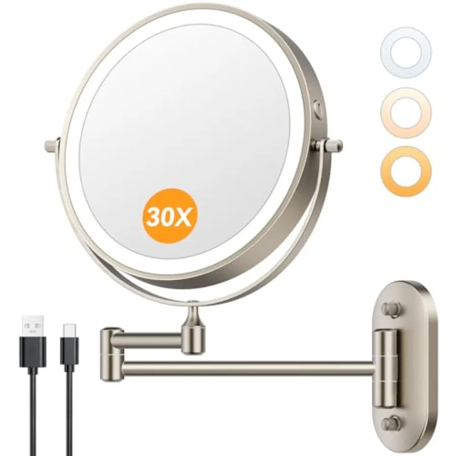 Wall Mounted Lighted Makeup Mirror for Bathroom and Bedroom Use 8 Rechargeable Double-Sided Magnifying Mirror with Touch Dimmab
Wall Mounted Lighted Makeup Mirror for Bathroom and Bedroom Use 8 Rechargeable Double-Sided Magnifying Mirror with Touch Dimmab