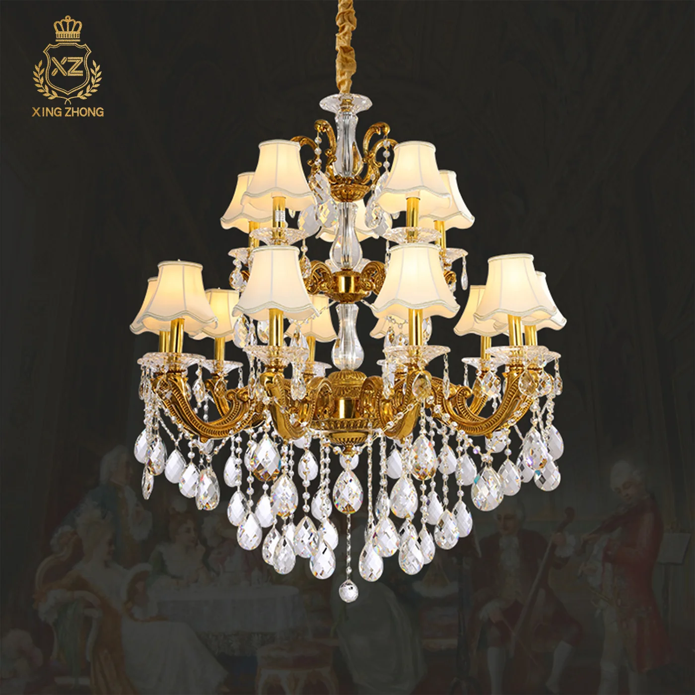 European Living Room Dining Room Neo Classic Design Crystal Brass Chandelier Villa Bedroom Elegant Fabric Pendant Lamp
European Living Room Dining Room Neo Classic Design Crystal Brass Chandelier Villa Bedroom Elegant Fabric Pendant Lamp