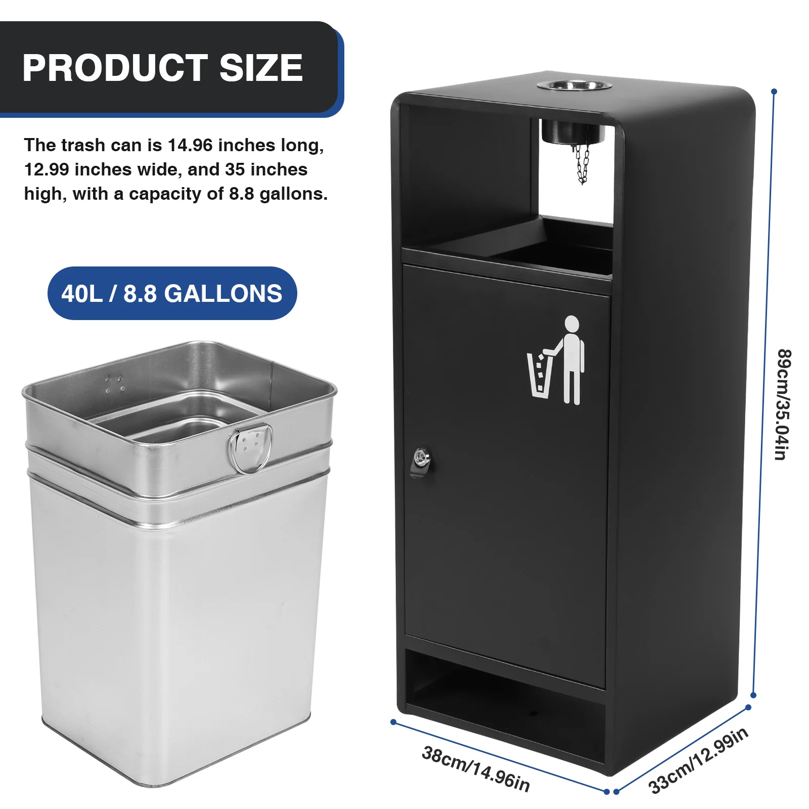40L/10 Gallon Stainless Steel Commercial Metal Waste Bin Four-Side Openings Metal Recycling Bins for Hotel Entrances Parks Malls
40L/10 Gallon Stainless Steel Commercial Metal Waste Bin Four-Side Openings Metal Recycling Bins for Hotel Entrances Parks Malls