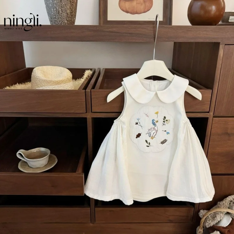 Alice!French Style Baby Girl Fashionable Embroidered Patch Sleeveless Dress Toddler Turn-down Collar Dress
Alice!French Style Baby Girl Fashionable Embroidered Patch Sleeveless Dress Toddler Turn-down Collar Dress