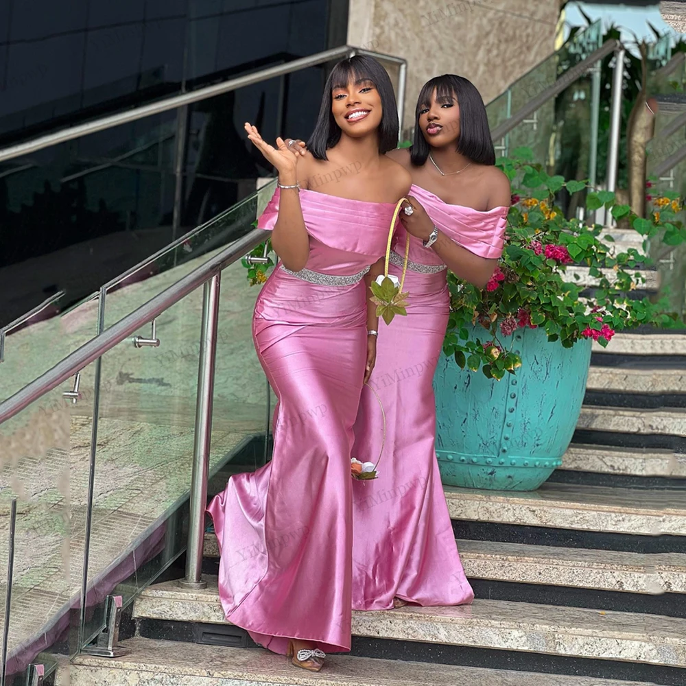 Mermaid Bridesmaid Dresses Off Shoulder Crystals Belt African Wedding Party Gowns Floor Length Customized Maid of Honor Dress
Mermaid Bridesmaid Dresses Off Shoulder Crystals Belt African Wedding Party Gowns Floor Length Customized Maid of Honor Dress