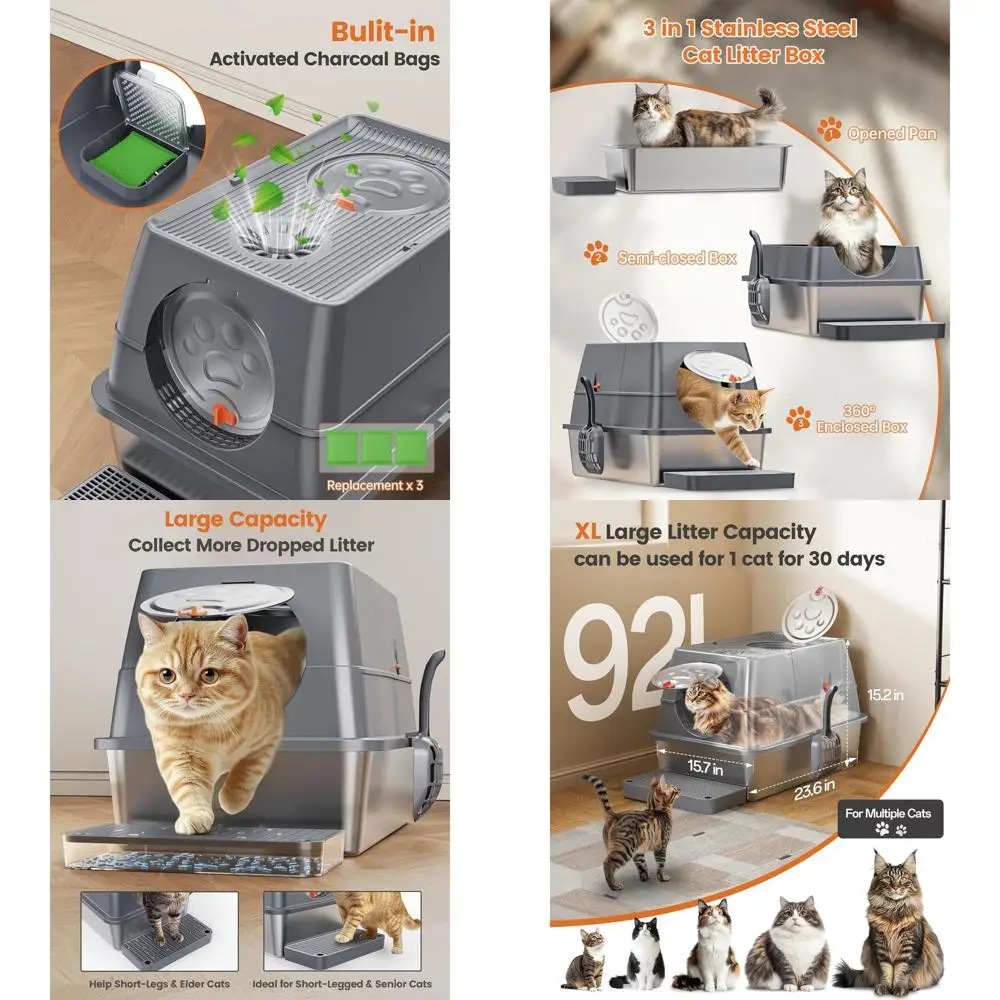 Большой закрытый металлический лоток для кошек размера XL с высокими бортиками, ступеньками и совком для легкой уборки
Большой закрытый металлический лоток для кошек размера XL с высокими бортиками, ступеньками и совком для легкой уборки