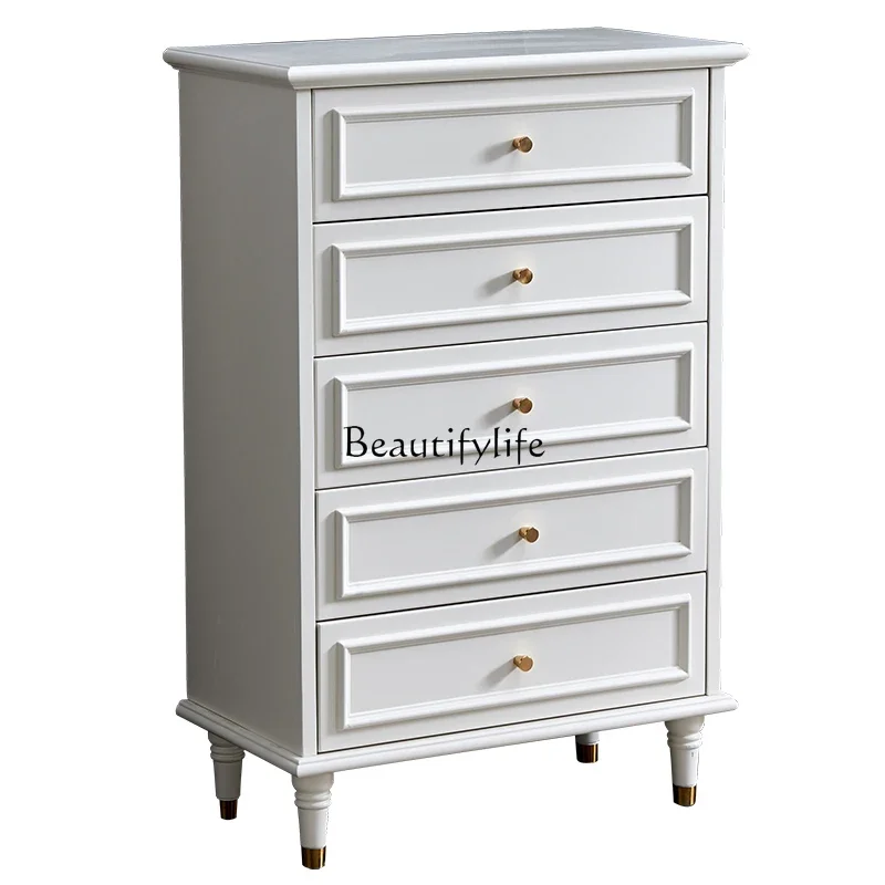 FG44American chest of drawers solid wood bedroom storage French storage chest of drawers light luxury white 
FG44American chest of drawers solid wood bedroom storage French storage chest of drawers light luxury white