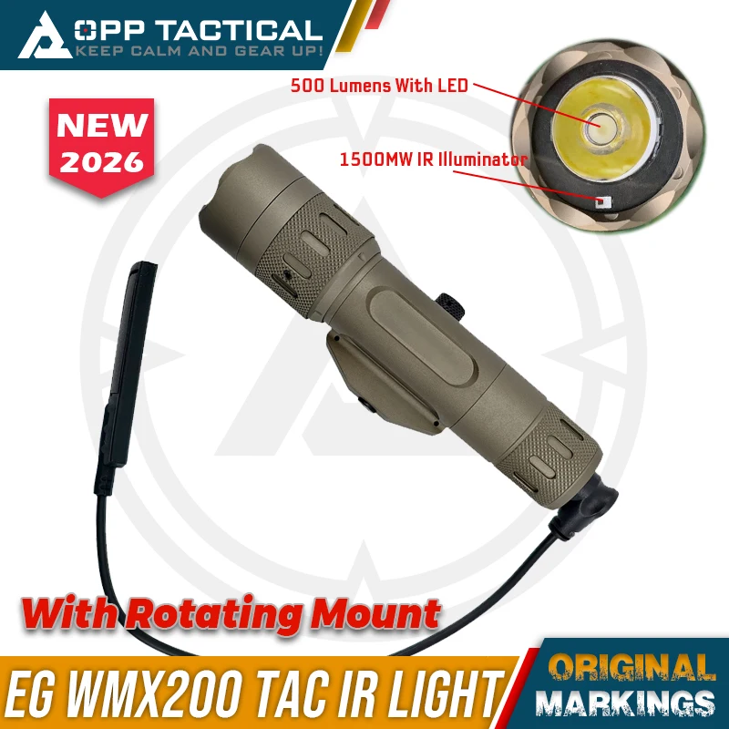 NEW EvolutionGear WMX200 TAC Flashlight IR Illuminated for Night Vision with Rotating Mount and Crane Plug Switch
NEW EvolutionGear WMX200 TAC Flashlight IR Illuminated for Night Vision with Rotating Mount and Crane Plug Switch