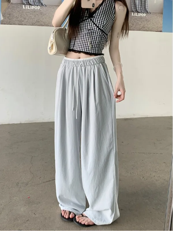 plus Size Ice Silk Casual Pants Women Summer Elastic Waist Wide Leg Pants Draping Floor-Length Pants Slimming Cool Pants
plus Size Ice Silk Casual Pants Women Summer Elastic Waist Wide Leg Pants Draping Floor-Length Pants Slimming Cool Pants