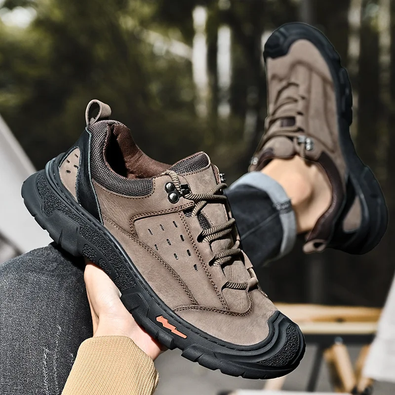 New Outdoor Camping Hiking Men Shoes Genuine Leather Sports Sneakers Soft Sole Travel Leisure Walking Climbing Male Footwear
New Outdoor Camping Hiking Men Shoes Genuine Leather Sports Sneakers Soft Sole Travel Leisure Walking Climbing Male Footwear