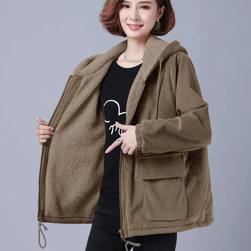 Nice PopFashion Women Corduroy Jacket Female Velvet Thick Warm Coat Autumn Winter Casual Loose Hoodie Windbreaker Outerwear R748
Nice PopFashion Women Corduroy Jacket Female Velvet Thick Warm Coat Autumn Winter Casual Loose Hoodie Windbreaker Outerwear R748